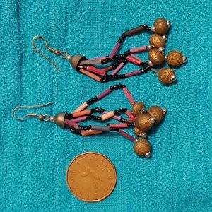 Boho beaded dangle earrings.